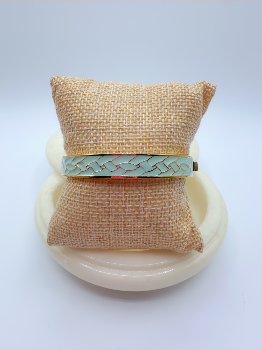 Gold-Tone Mint Enamel Cuff Bracelet